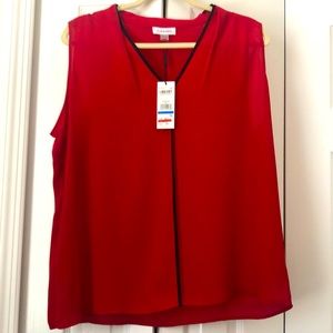 Red and black shell blouse for office